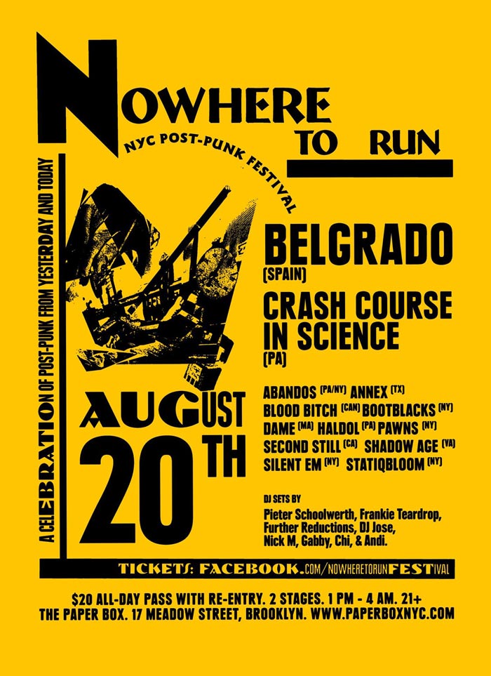 Nowhere To Run - NYC Post-Punk Festival poster